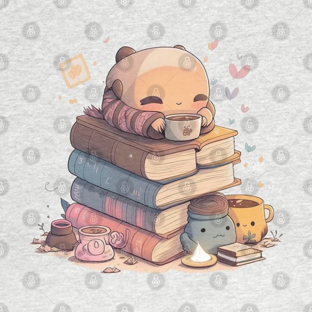 Cozy Reading Time - Cute Kawaii Character Design for Your Reading Nook by laverdeden